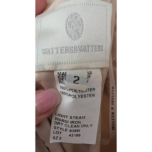 Watters Carly Lace Sequin Bodice Sheer Tulle Skirt Maxi Bridal Formal Event Gown - Picture 13 of 15